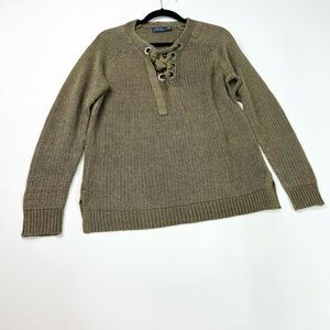 Ralph Lauren Polo Sweater Womens Medium Linen Open Knit Green Long Sleeve